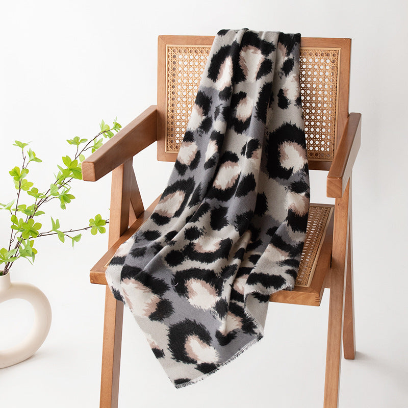Cashmere-like Leopard Print Scarf Shawl Fashion All-matching